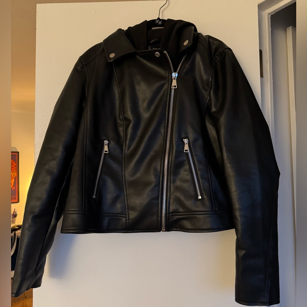 Aqua Black Leather Jacket